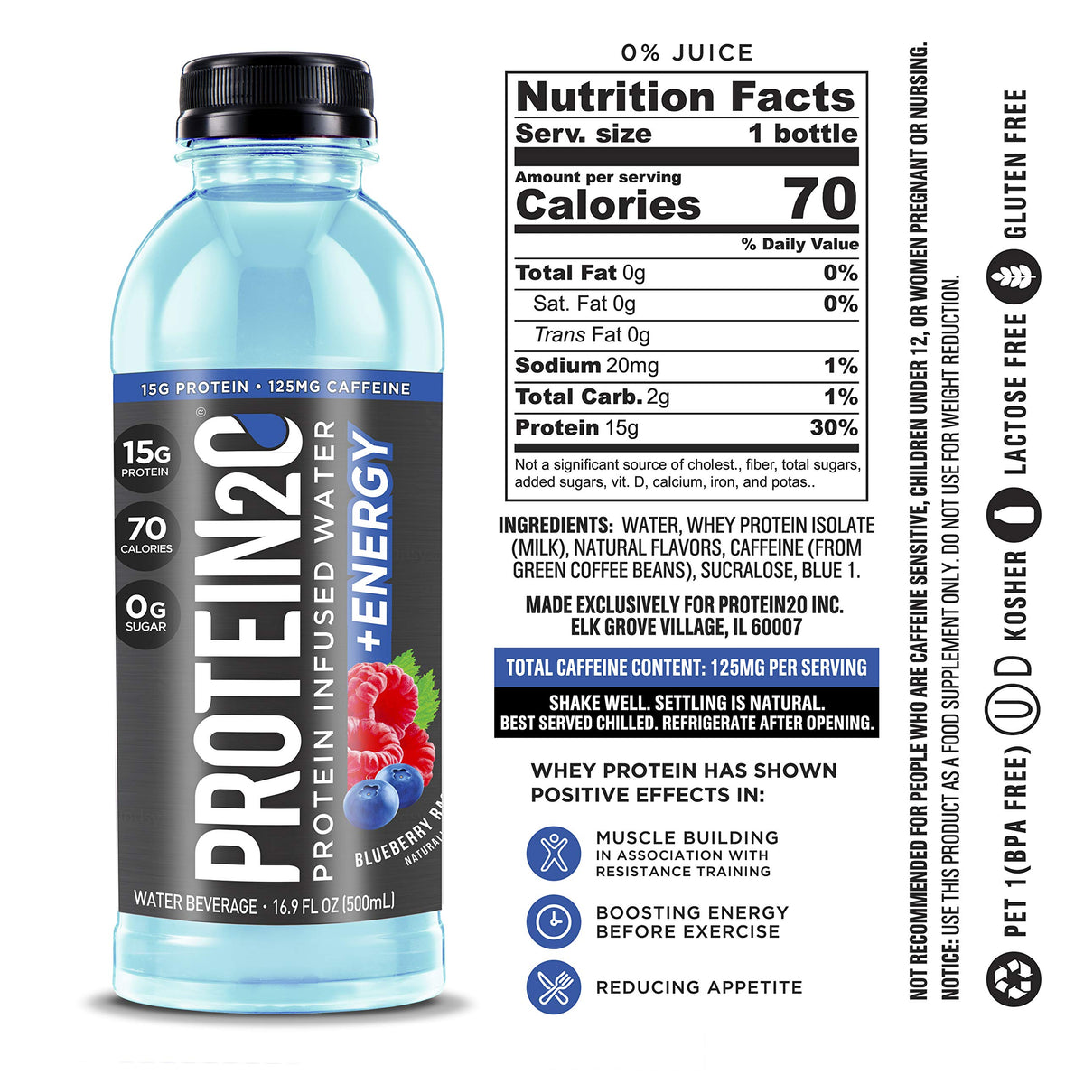 Whey Protein Infused Water Variety Pack 16.9 oz 12 Count S651