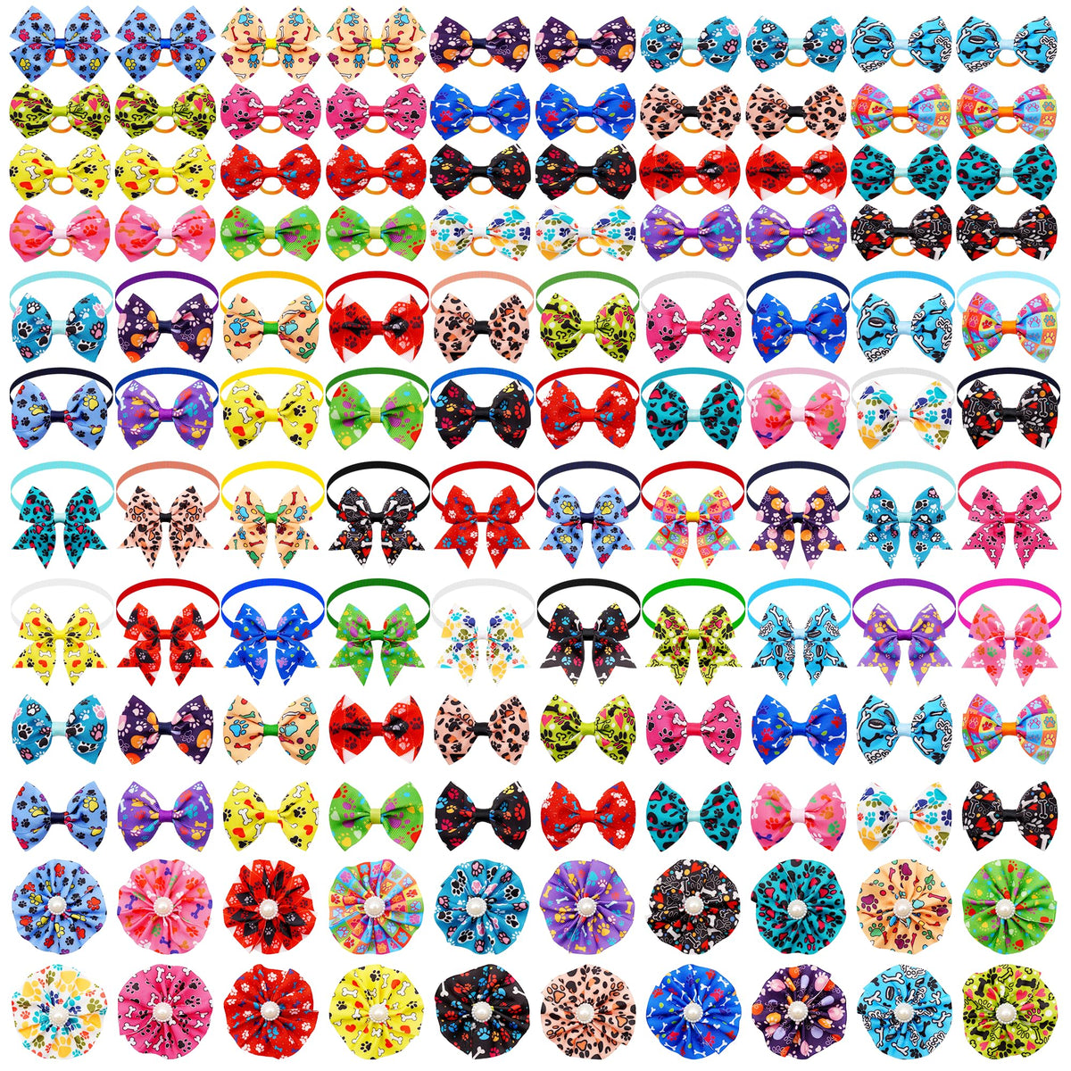 120PCS Dog Bows Collar Flowers and Bowties Grooming Accessories L716117