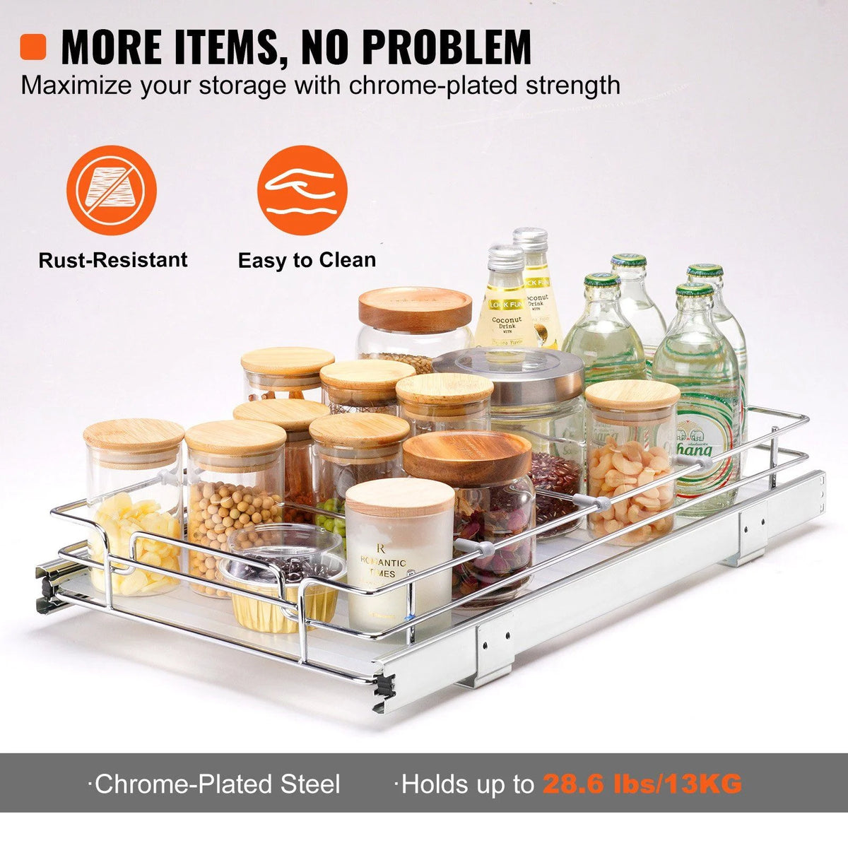 Chrome Steel Pull Out Cabinet Organizer L39126