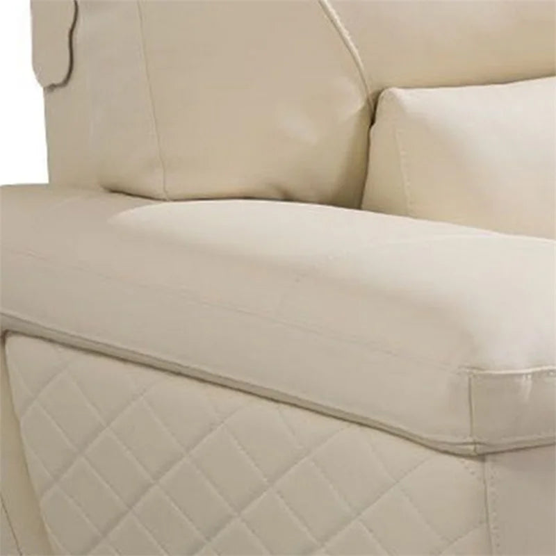 Cream Leatherette Chair with Attached Waist Pillow L581538