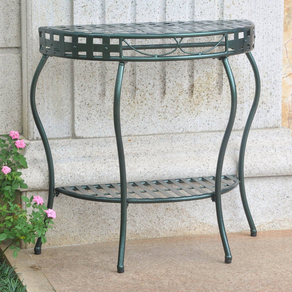 Antique Black 2-Tier Half Moon Table G12107