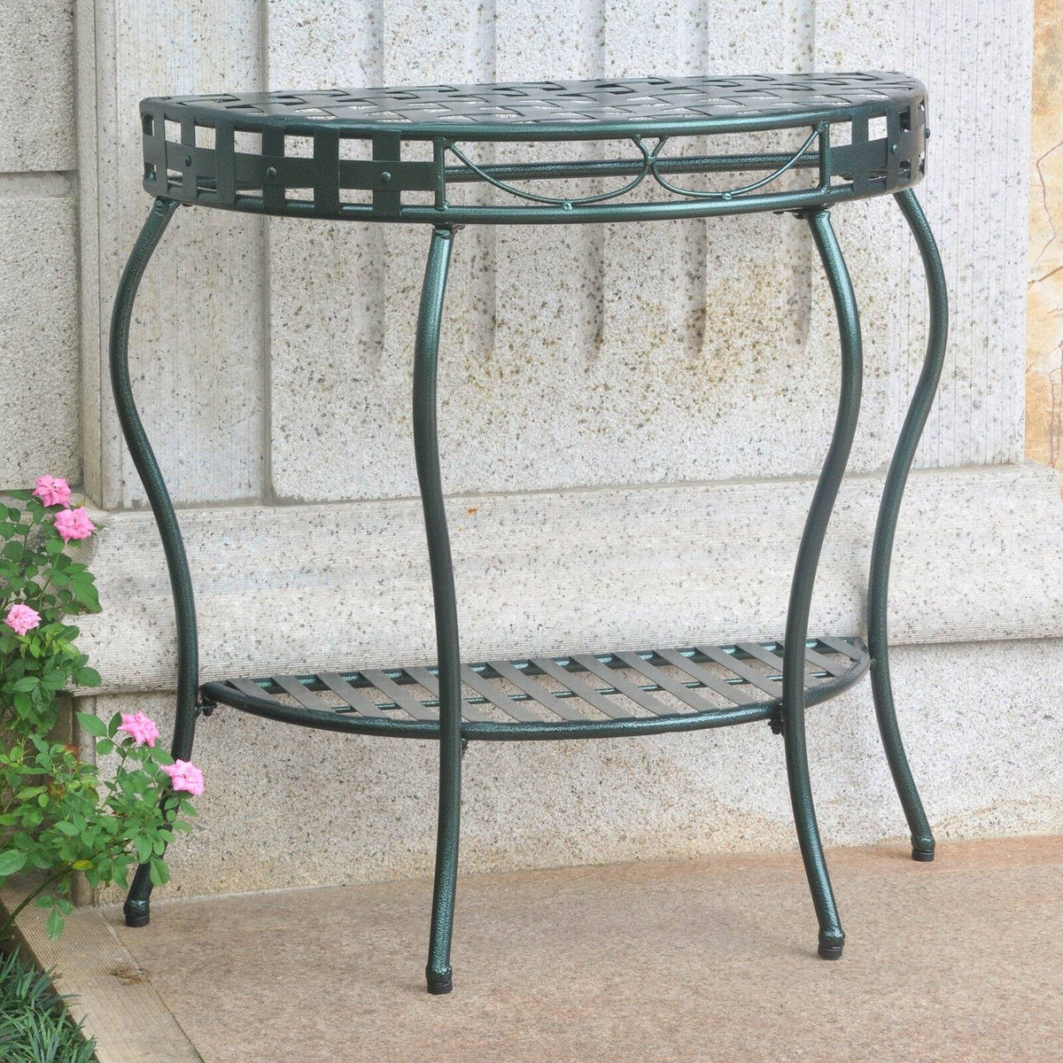 Antique Black 2-Tier Half Moon Table G12107