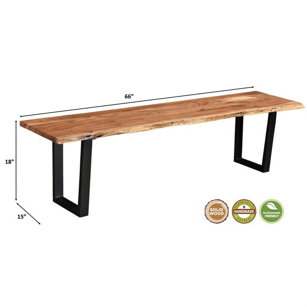 66" Live Edge Solid Wood Dining Bench C25748