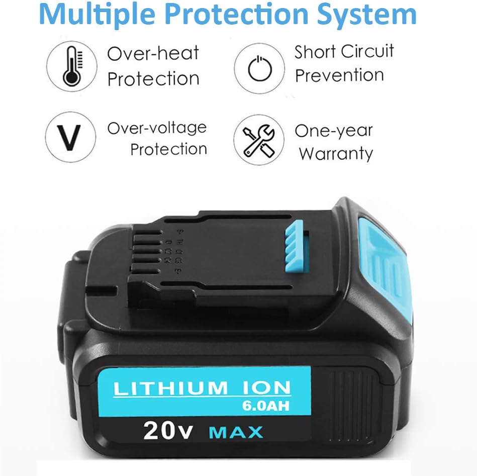2-Pack 20V 6.0Ah Lithium Ion Battery Replacement for 20V Cordless Power Tools W99513