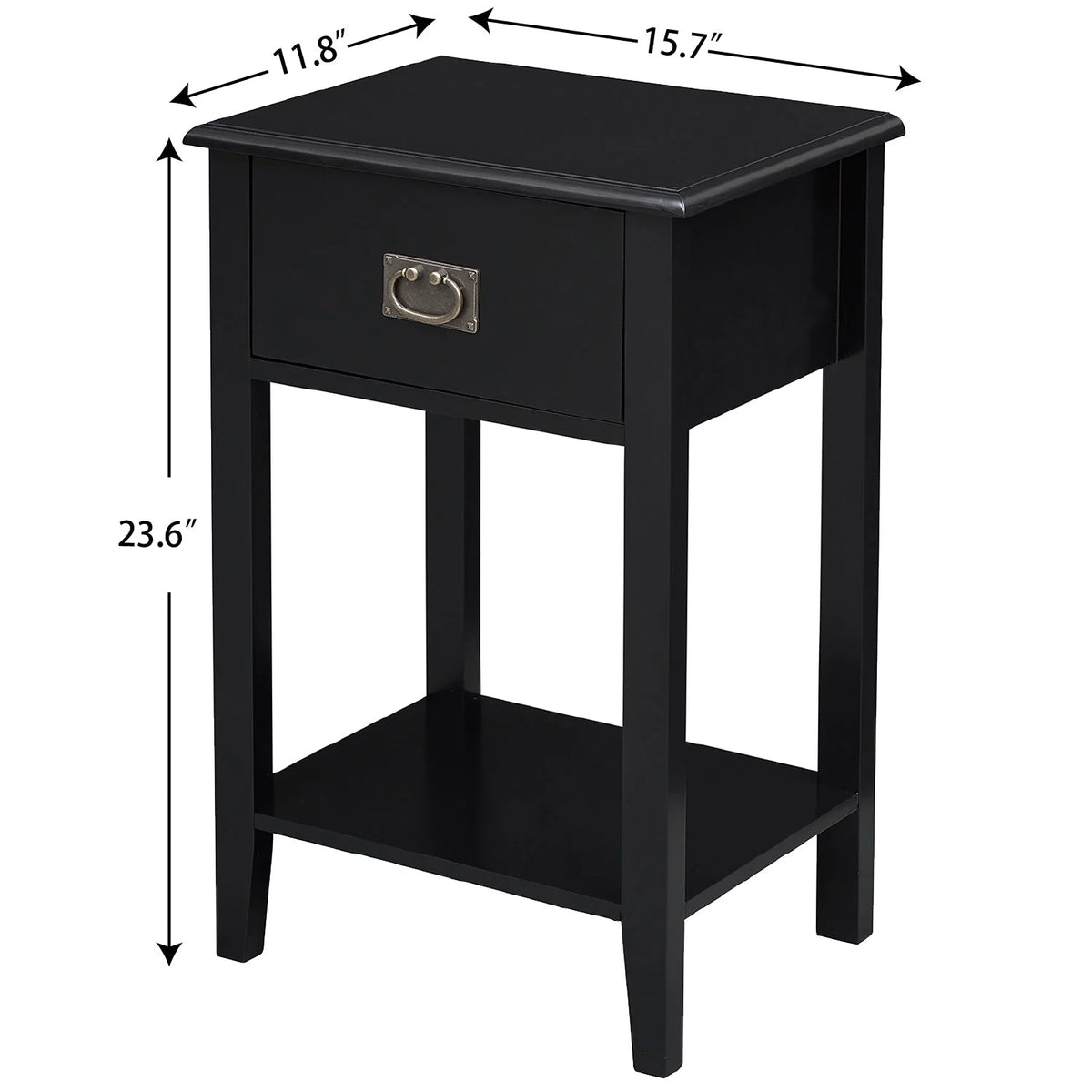 Black 1-Drawer Nightstand with Storage Shelf K4763
