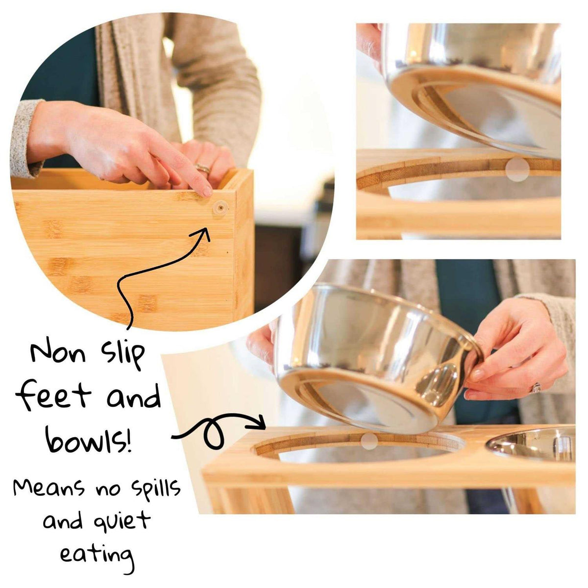 Elevated Dog Bowl Stand with 4 Stainless Steel Bowls I790509