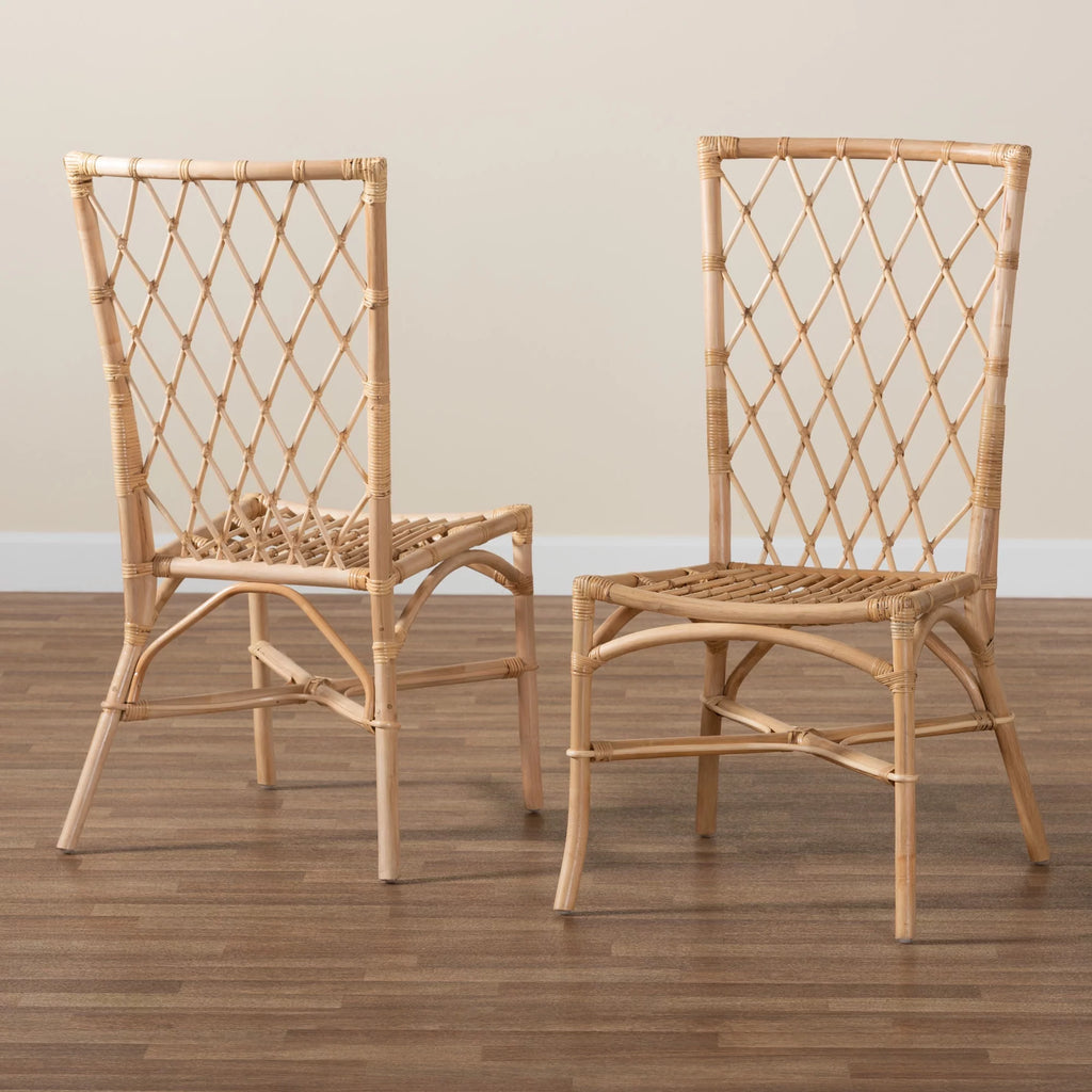Natural Brown Rattan 2-Piece Dining Chair Set G2189