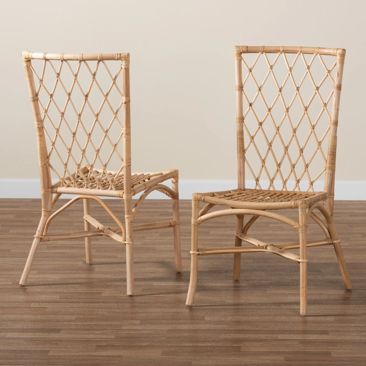 Natural Brown Rattan 2-Piece Dining Chair Set G2189