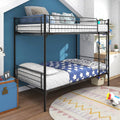 White Twin Over Twin Metal Bunk Bed Frame, Heavy Duty, Easy to Assemble I22489