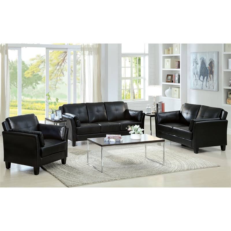 Black Tufted Faux Leather Accent Chair I594207