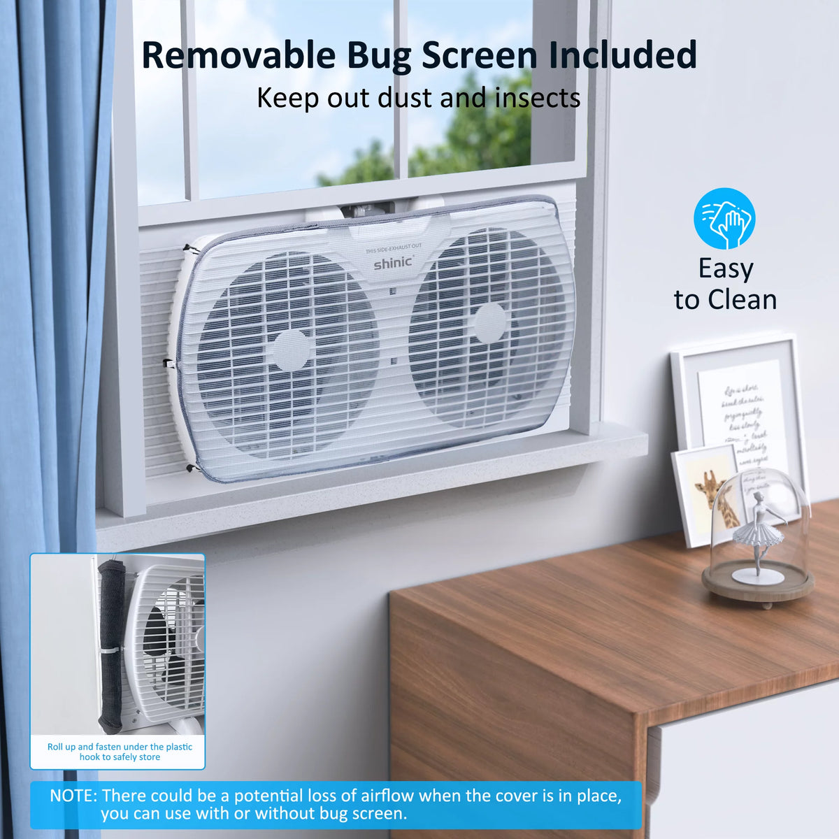 9 3-Speed Twin Window Fan with Bug Screen, White K4912