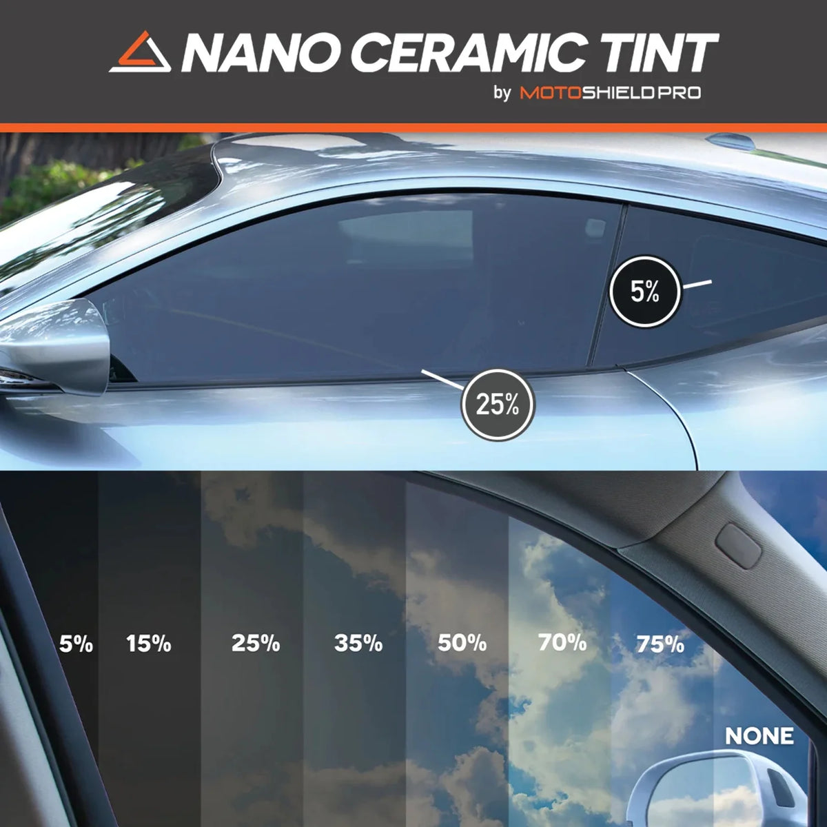 Ceramic Window Tint Film for 2014-2019 Chevrolet Silverado 2500 Crew Cab Front Windshield 50% X350