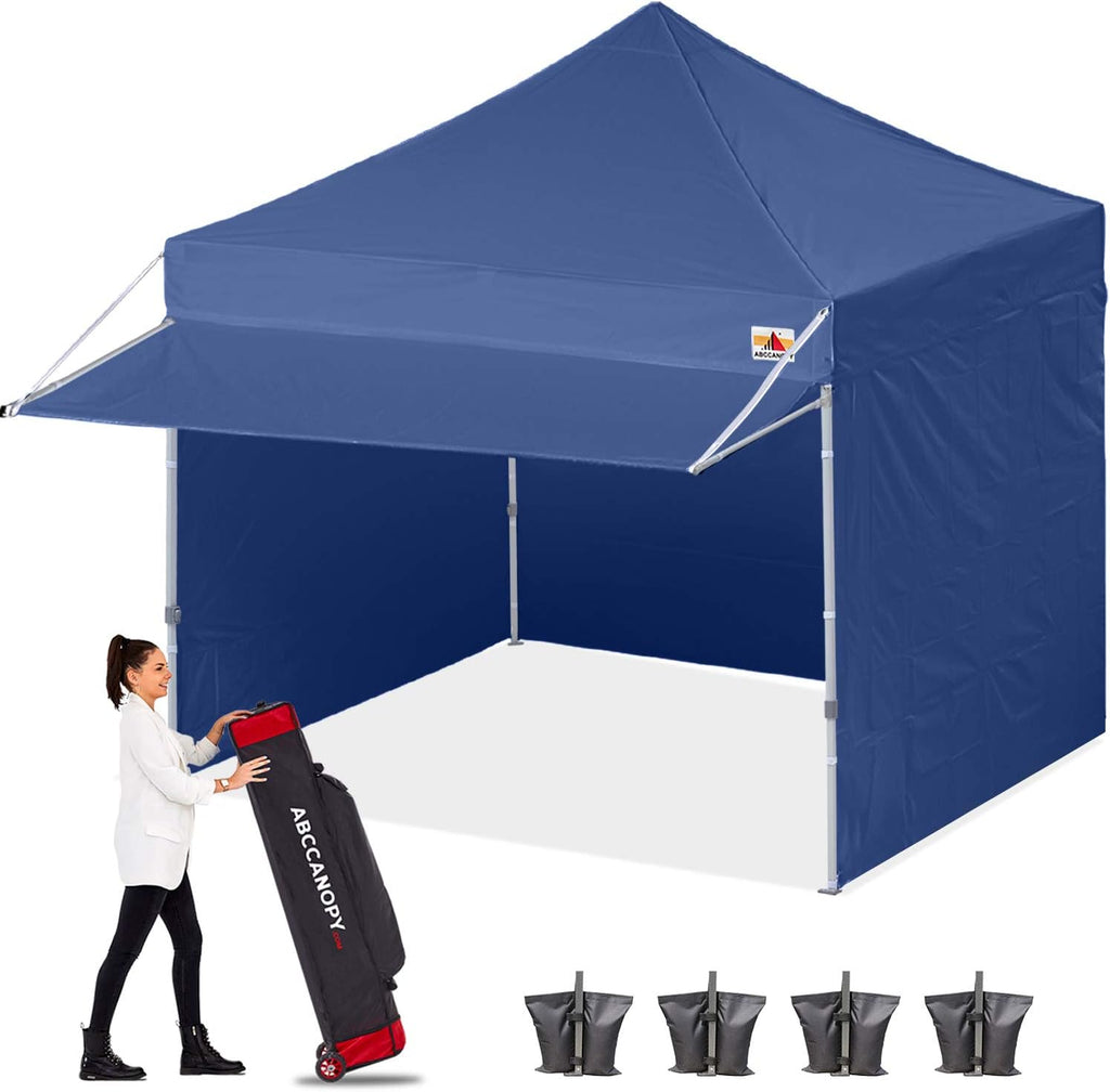 White 10x10 Pop up Canopy Tent with Awning and Sidewalls K239553