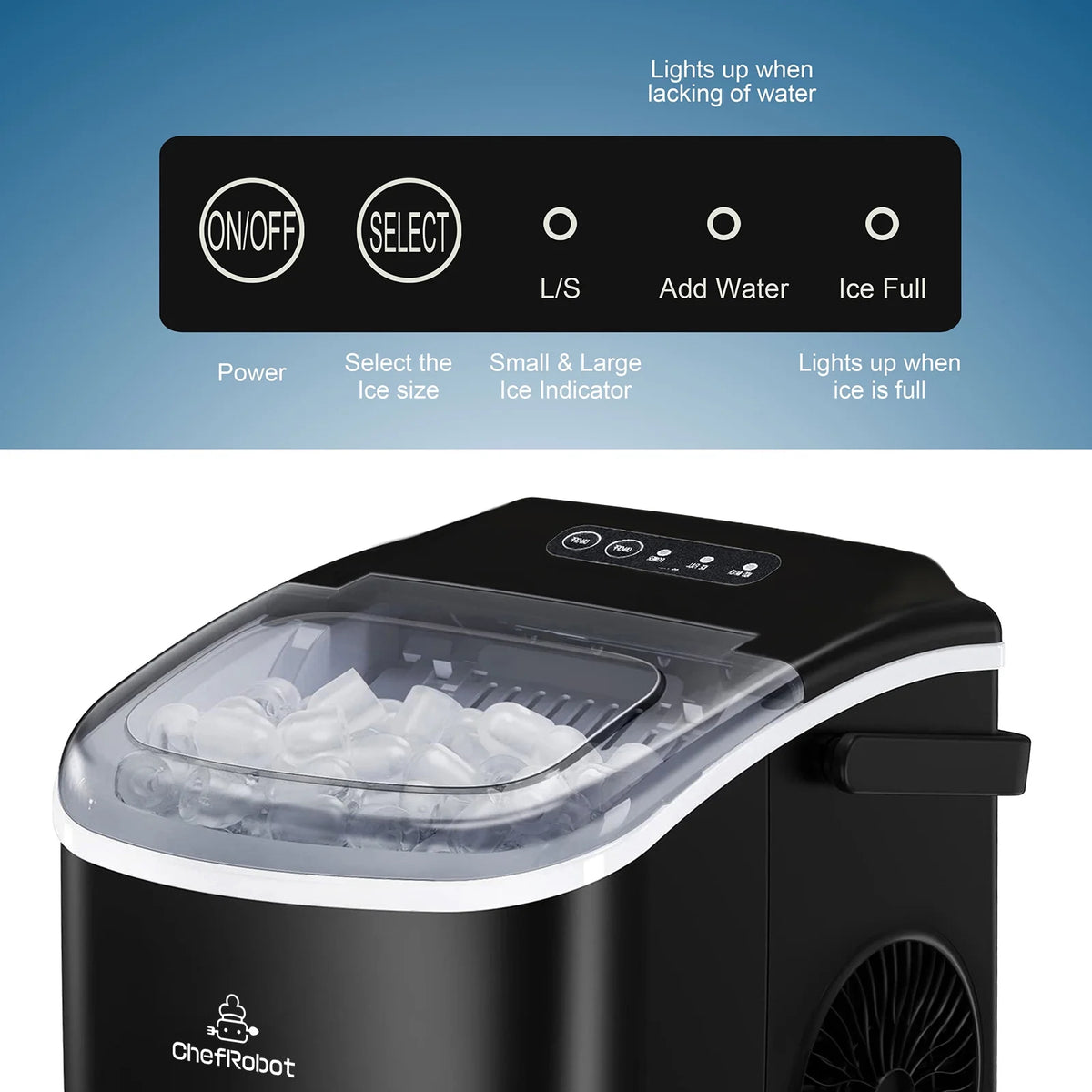 Black Self-Cleaning Ice Maker O508