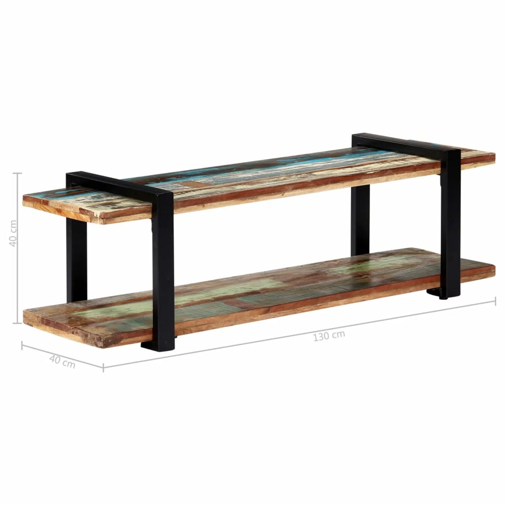 Reclaimed Wood TV Stand with Bottom Shelf C42620
