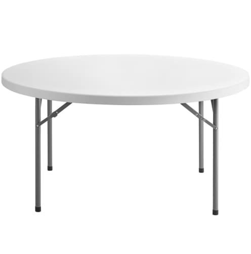 5 Pack 72" Round Heavy-Duty White Plastic Folding Table Y8504