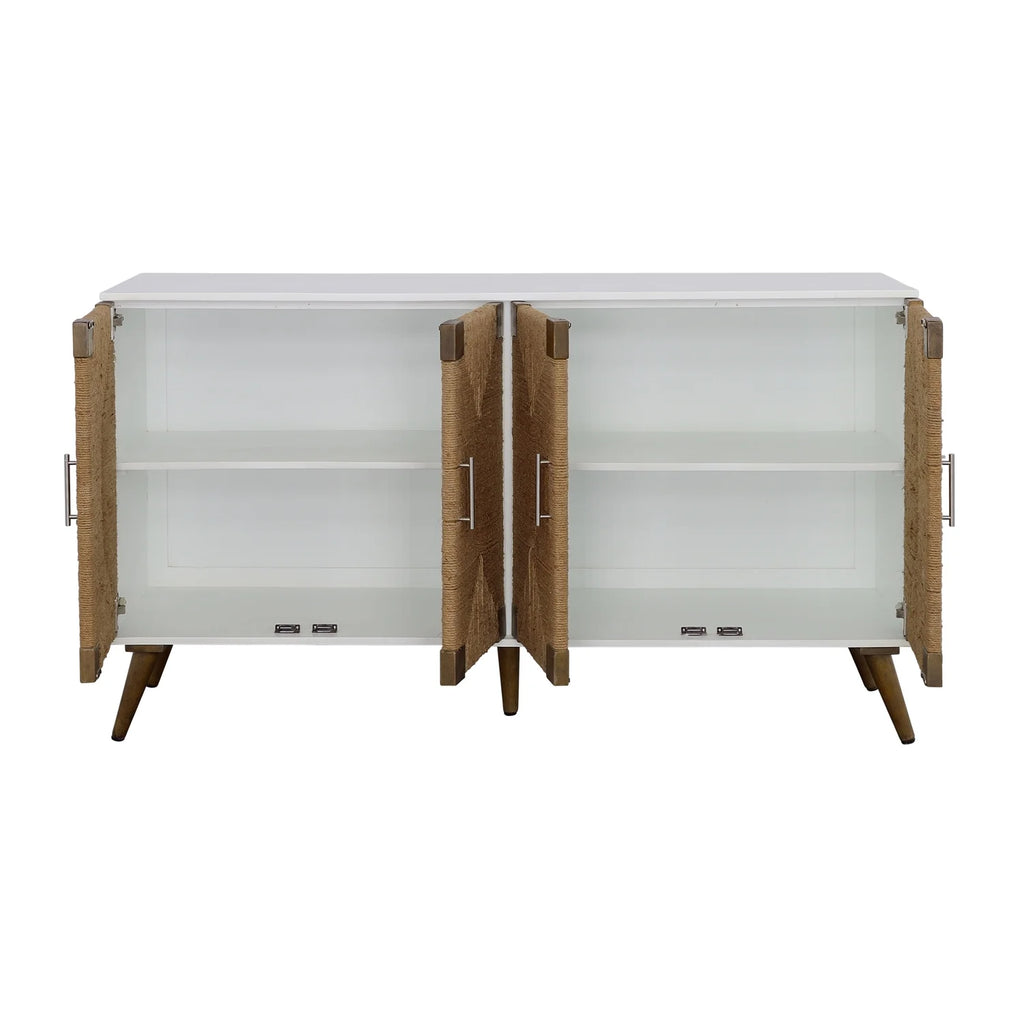 White 4-Door Wood Credenza P782264