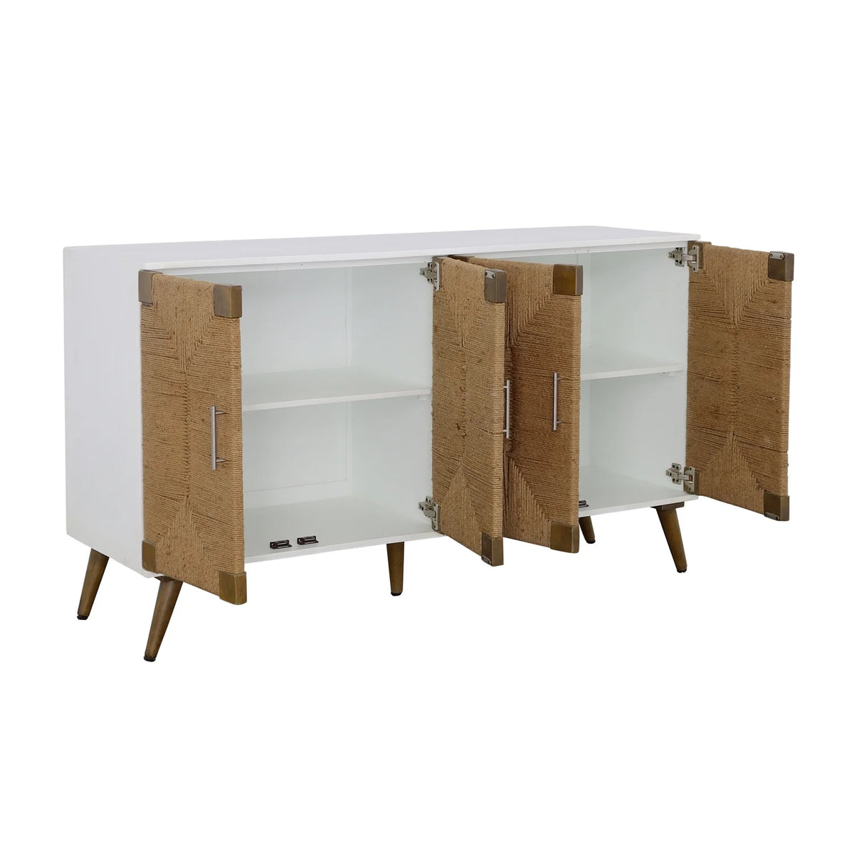 White 4-Door Wood Credenza P782264