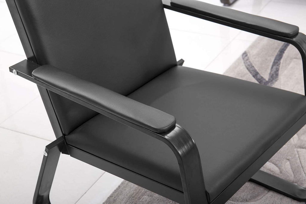 Black PU Leather Waiting Room Chair With Armrest U9551