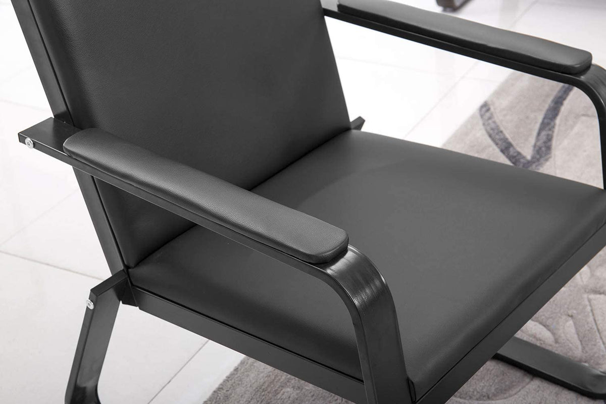 Black PU Leather Waiting Room Chair With Armrest U9551