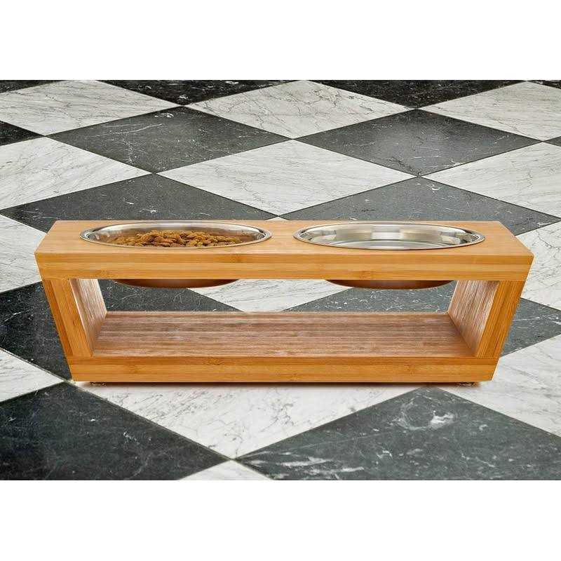 Elevated Dog Bowl Stand with 4 Stainless Steel Bowls I790509