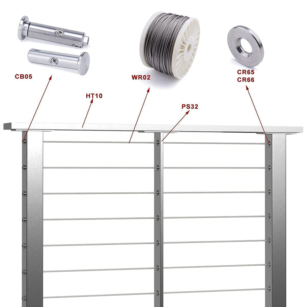 4 Pack Stainless Steel Cable Railing Post F592150