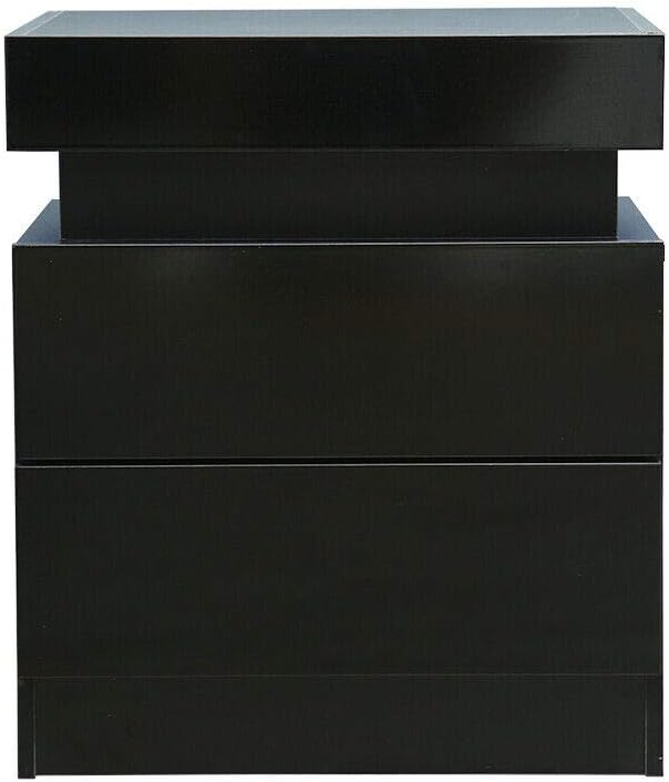 High Gloss 2 Drawer LED Nightstand Cabinet J314175