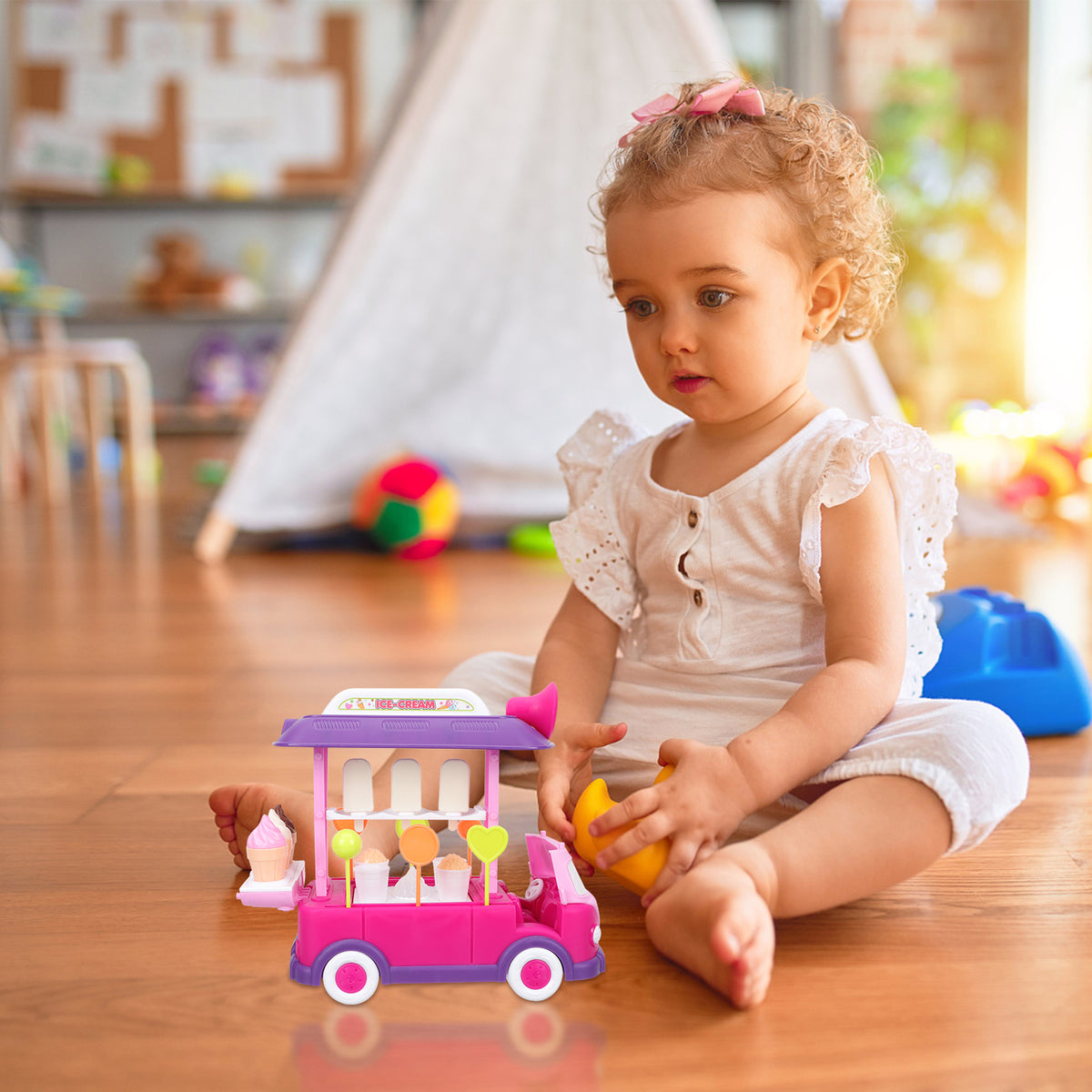 Toddler Plastic Food Truck Pretend Play Dinning Car Educational Kids Toys G494435