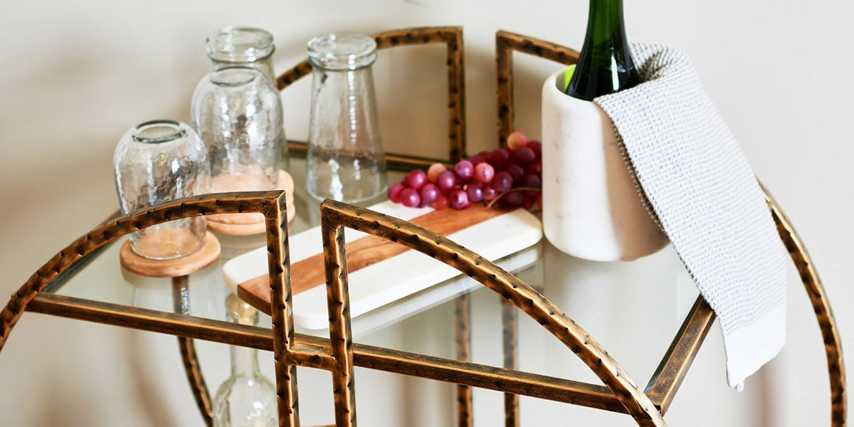 Hammered Brass Round Bar Cart B1195