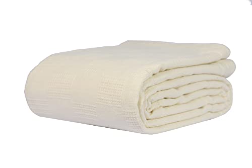 100% Cotton Thermal Blanket (74x100 in, White) A889