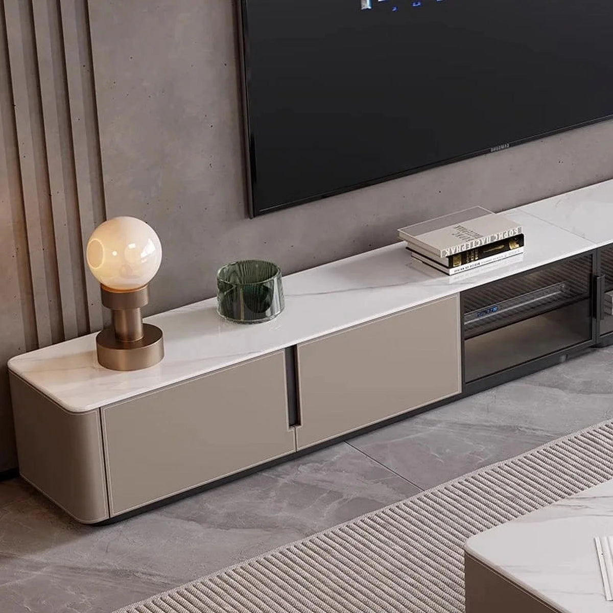 Mid Century Corner TV Stand with Drawers C73269