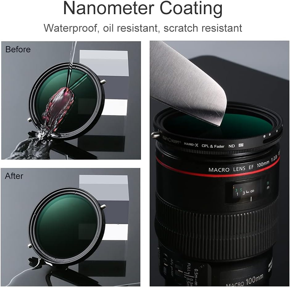58mm Variable ND and CPL 2 in 1 Camera Lens Filter D2406