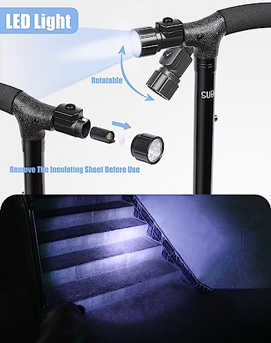 Black Adjustable Folding Walking Cane with LED Light P64199