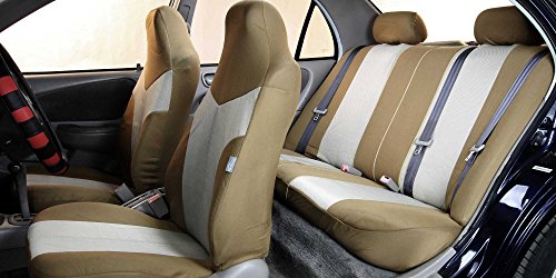 Beige Twill Car Seat Covers Full Set R2008