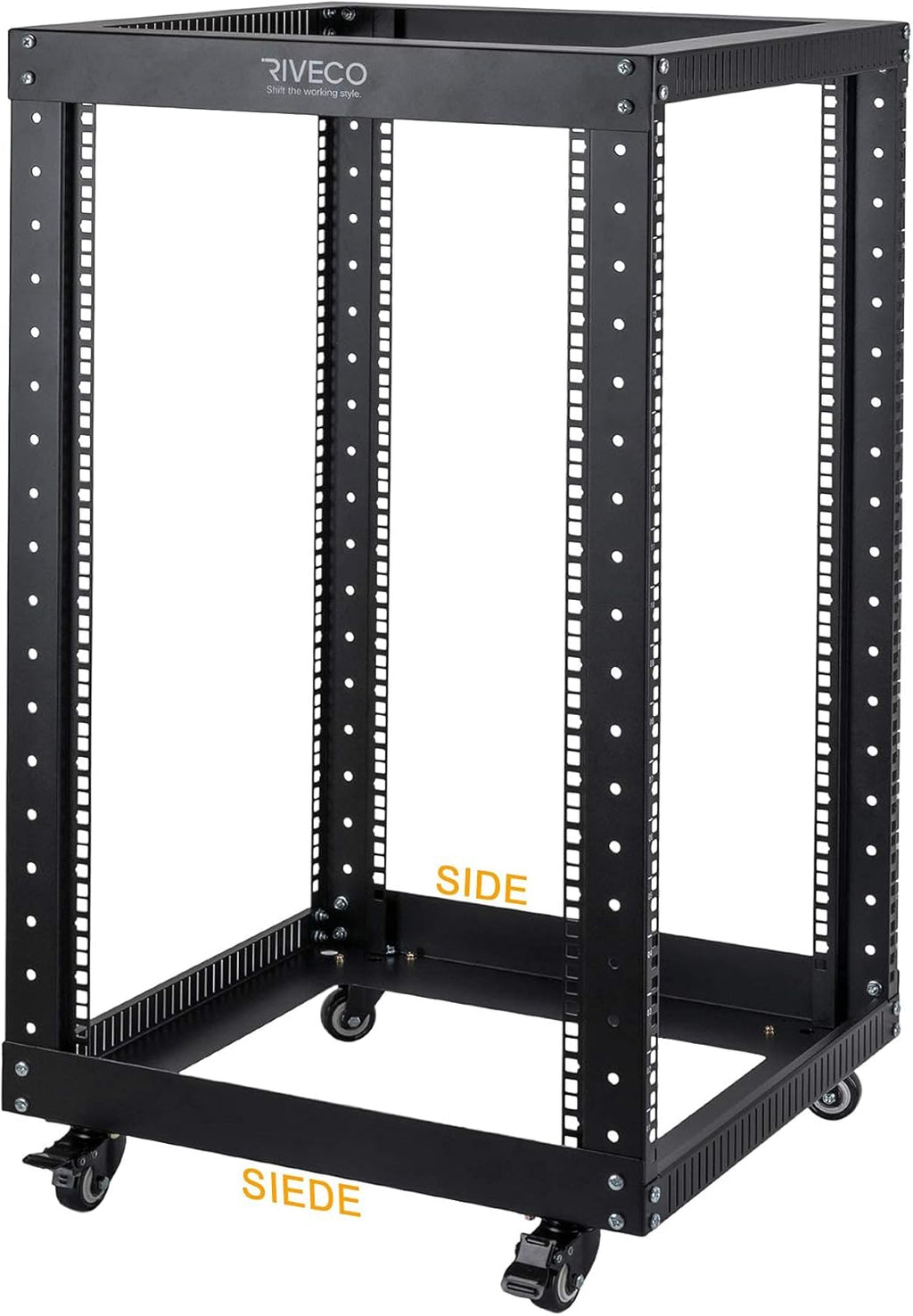 18U Open Frame Server Rack with Brake Casters X841