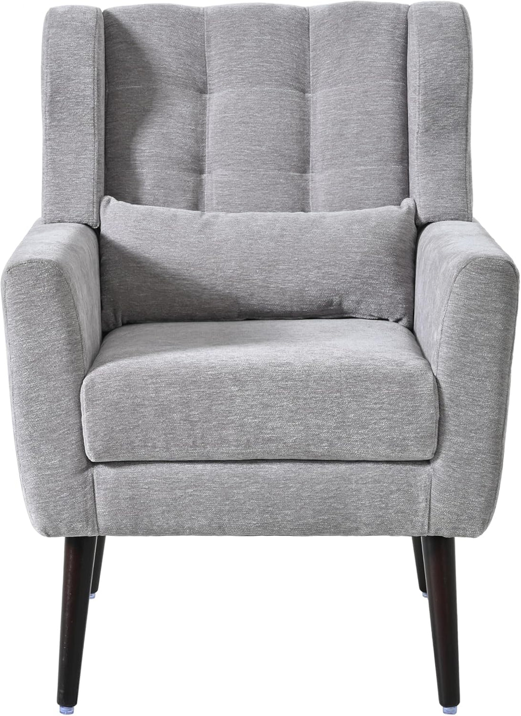 Chenille Upholstered Accent Chair with Pillow, Solid Wood Leg X3192