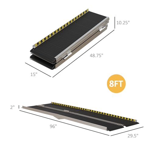 8FT Foldable Aluminum Wheelchair Ramp with Non-Slip Surface P437935