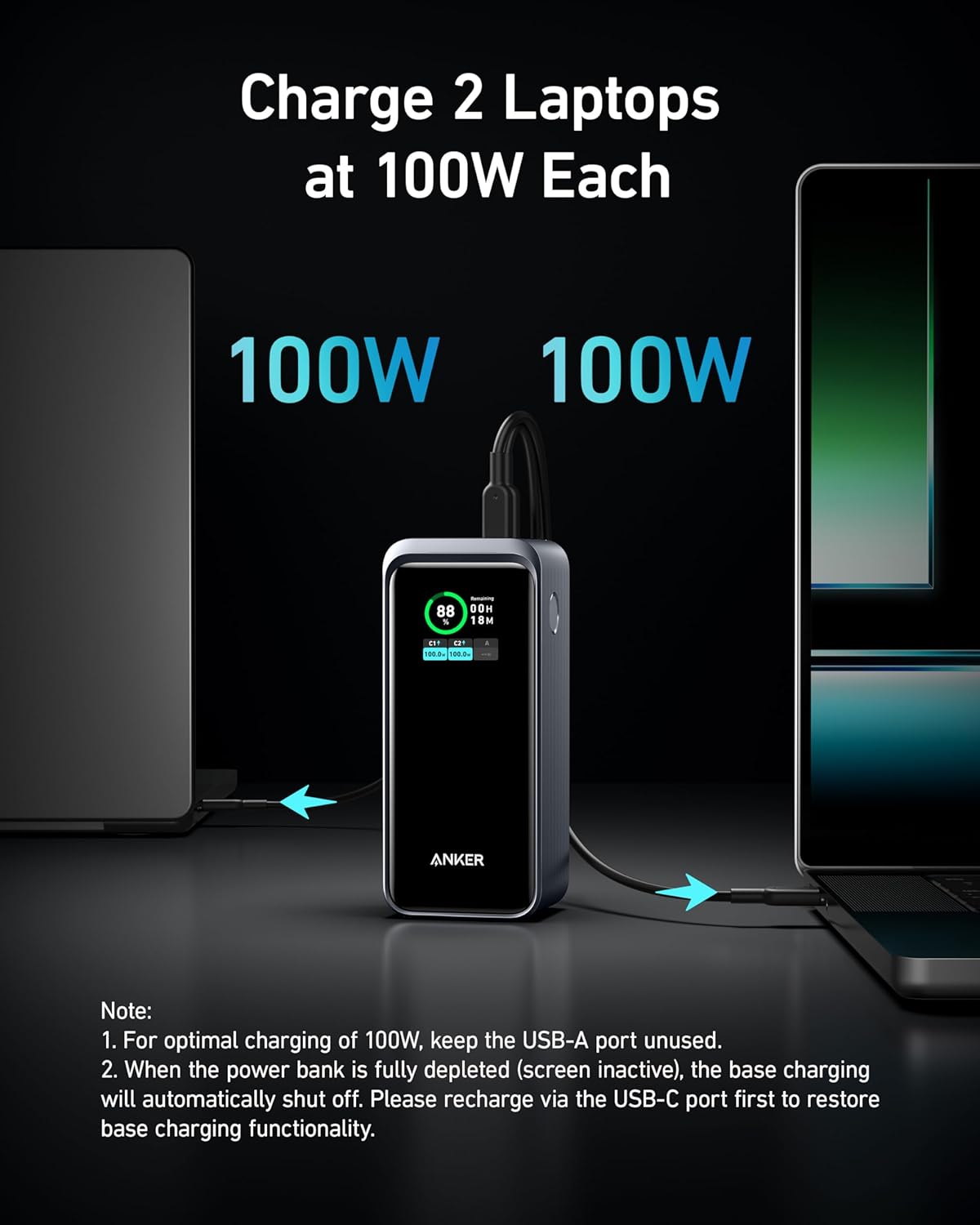 20,000mAh Portable Charger with 200W Output and Built-in USB-C Cable K918322