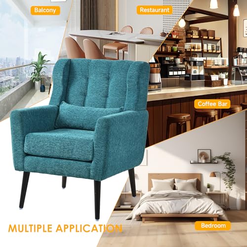 Dark Blue Chenille Fabric Accent Chair Set of 2 Y9686