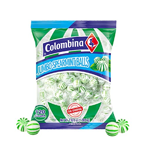 Jumbo Mint Balls, Red & White Peppermint Hard Candy Balls, Individually Wrapped (120 Count - 1 Pack) U6170