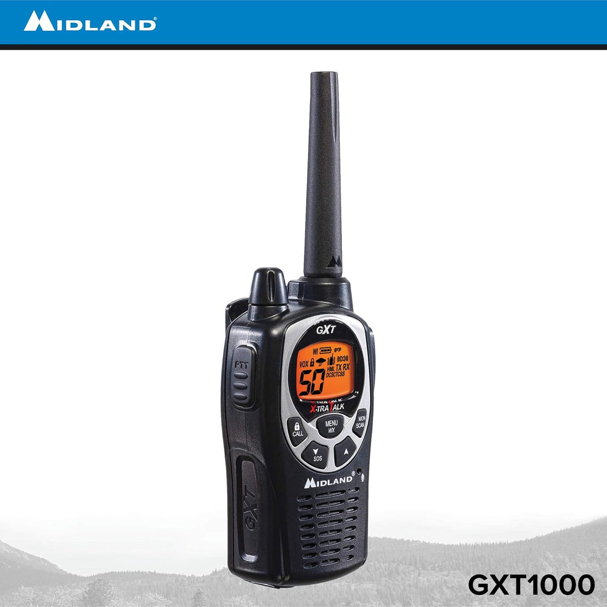 GMRS Two Way Radio with NOAA Weather Scan and Alert, 50 Channels, 10 Radios K478240