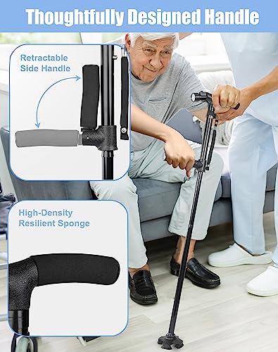 Black Adjustable Folding Walking Cane with LED Light P64199
