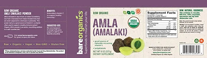 Amla, Indian Gooseberry & Superfood Powder, Dietary Supplement, 8 Oz L948000
