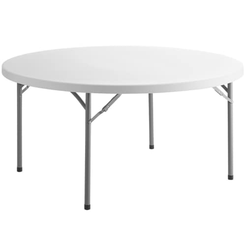 5 Pack 72" Round Heavy-Duty White Plastic Folding Table Y8504