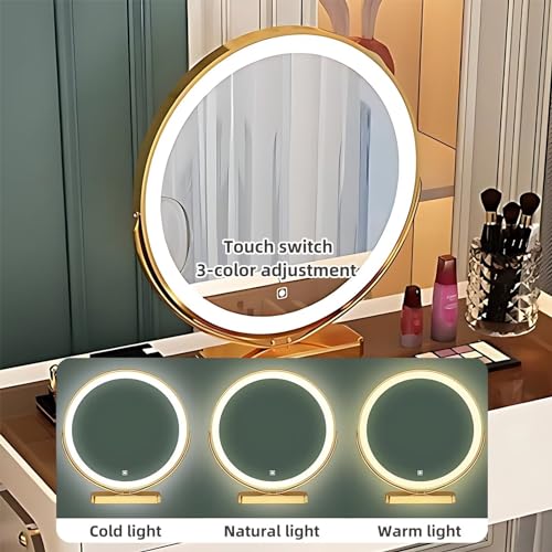 White 31.5'' Acrylic Makeup Vanity with Smart LED Lights Mirror, 6 Drawers and Tempered Glass Desktop M78267