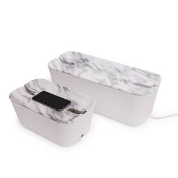 White Marble Cable Tidy Organiser Extra Large M111