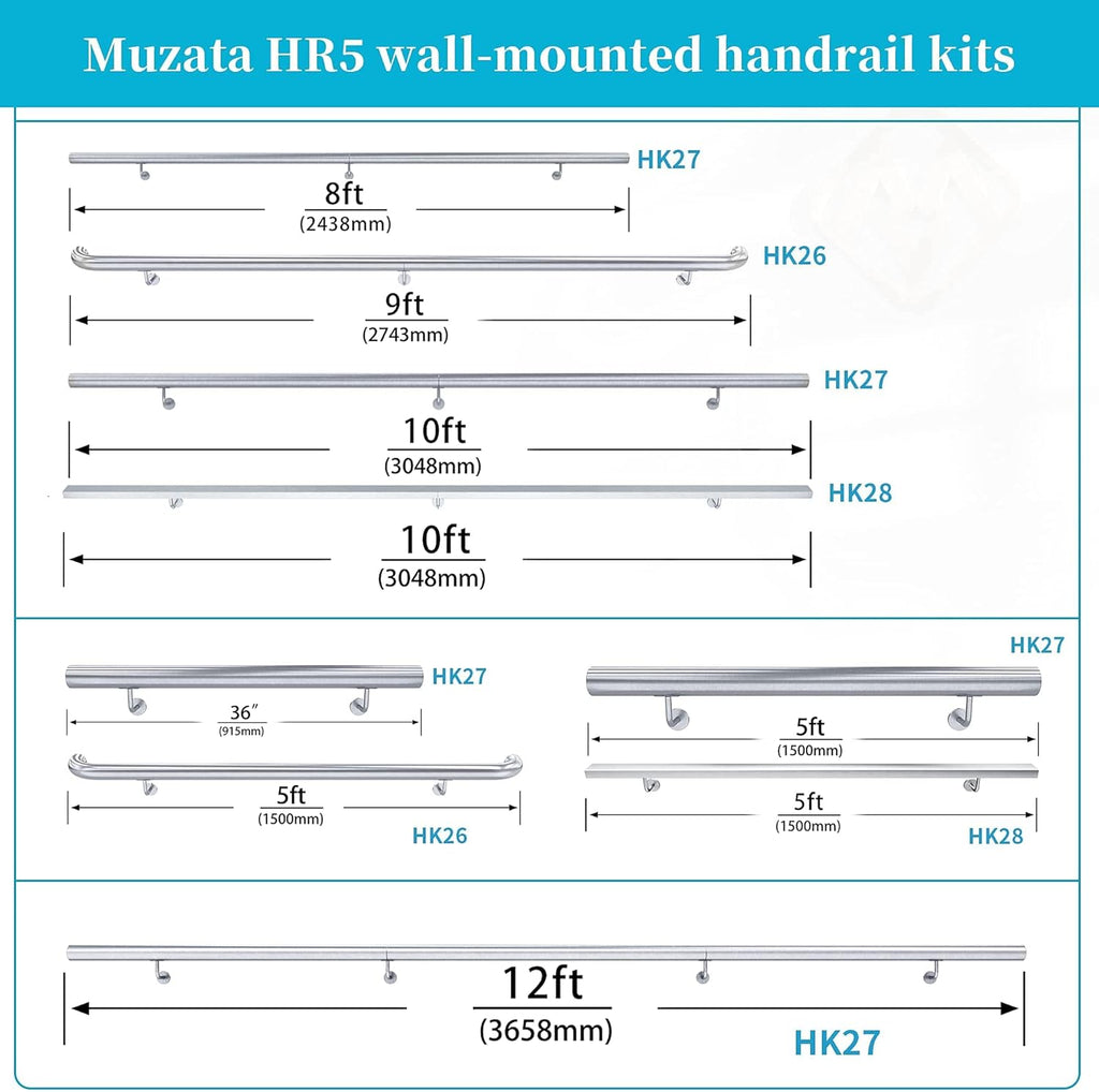 Brushed Stainless Steel Wall Mounted Stair Handrail S3751