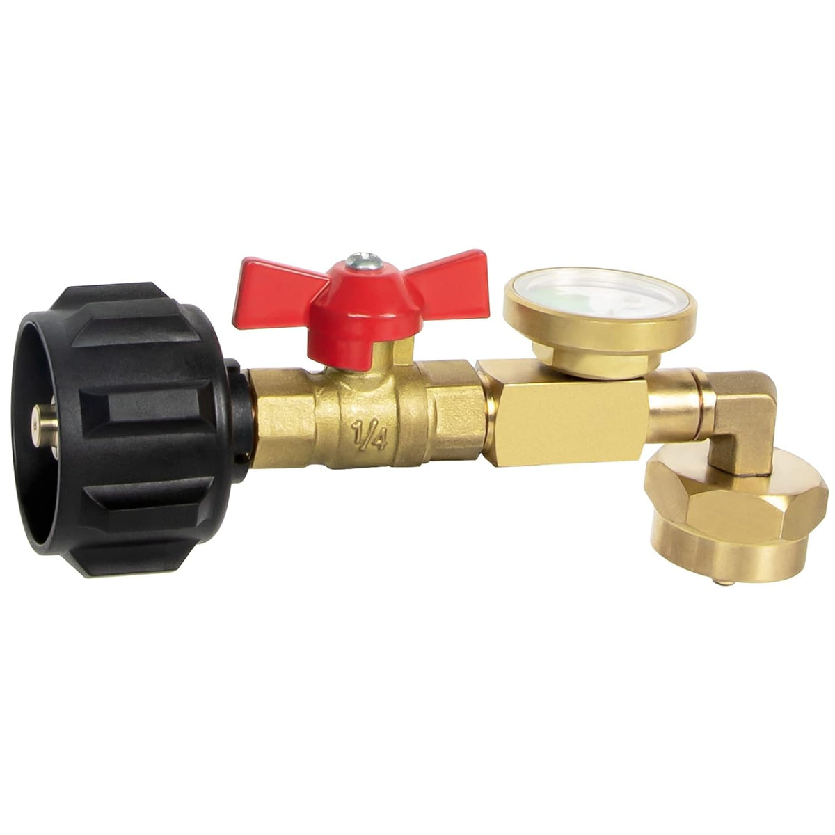 Propane Refill Adapter with Valve and Gauge, Brass S141