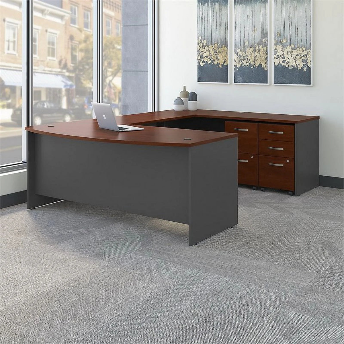 72" U-Shaped Desk with Pedestal I9274