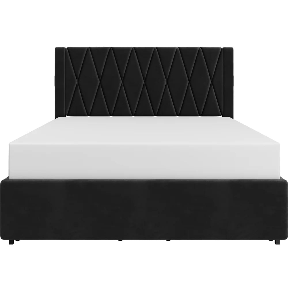 Black Full Upholstered Bed with 4 Storage Drawers H7470